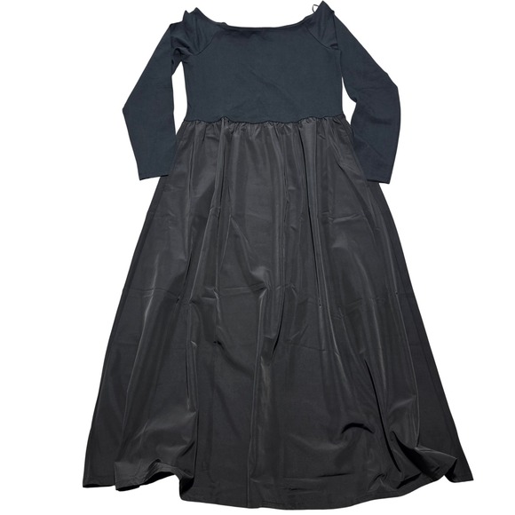 J.Crew Women Medium Black Knit Mixy Dress Off-the-Shoulder Long Sleeve Pockets - Picture 2 of 8